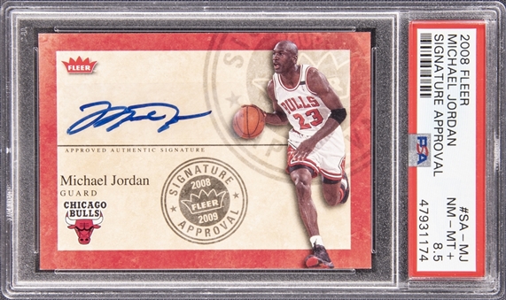 2008-09 Fleer "Signature Approval" #SA-MJ Michael Jordan Signed Card – PSA NM-MT+ 8.5
